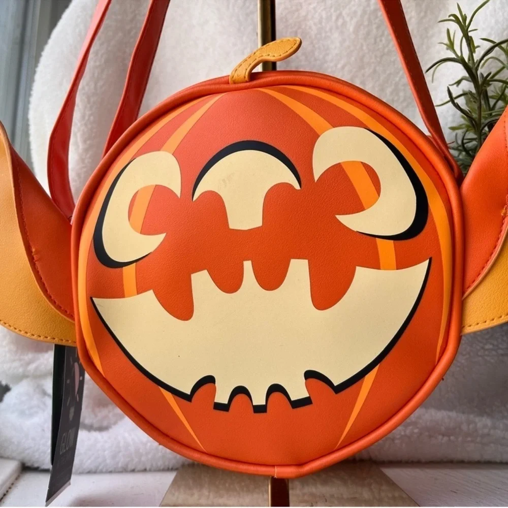 Disney Stitch Pumpkin Glow in the Dark Crossbody Bag Halloween NWT